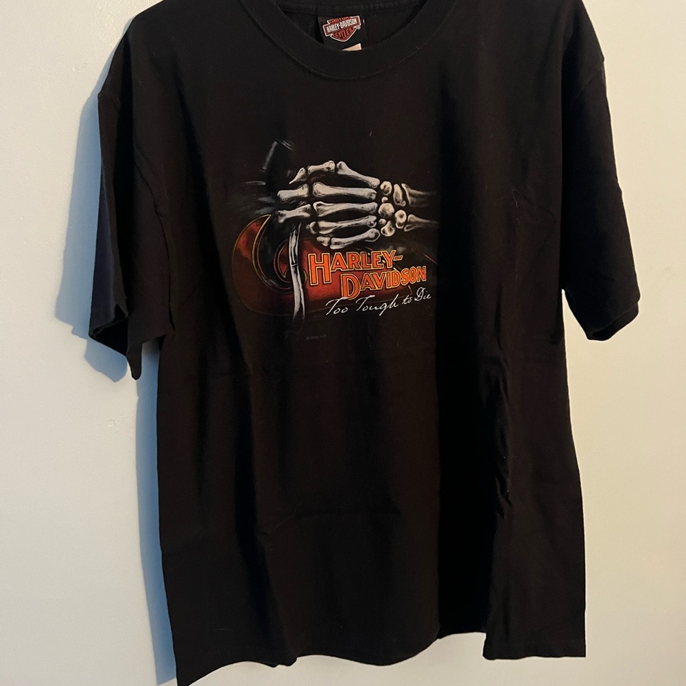 Harley-Davidson Black T-Shirt with Skeleton Design